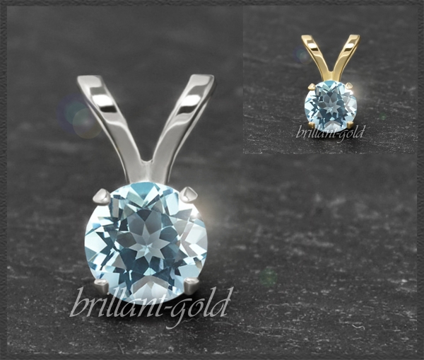 Anhänger 585 Gold Topas hellblau, 4,5,6,7mm